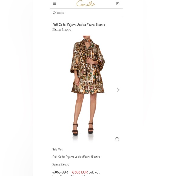 Camilla Fauna Electro Roll Collar Pajama Jacket NWOT XS S - Picture 6 of 14